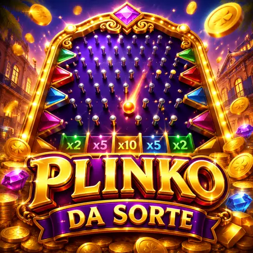 Tabuleiro Plinko com bola em movimento entre pinos e slots multiplicadores na base
